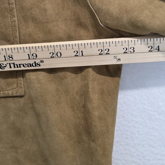 Vtg Tommy Bahama Jacket Mens Large Tan Brown Suede Button Chore Barn Pockets - Picture 7 of 9